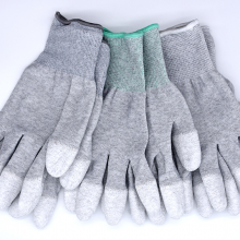 Gray Elastic Knitted Cuffs Polyurethane Palm Dipped Coating Top Fit Gloves White PU Assembly Safety Work Hand Gloves thumbnail-3