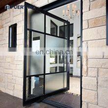 Custom Pivot Steel & Glass Exterior Doors Modern Glass Metal Wrought Iron Grid Doors Pivot Front Door thumbnail-5