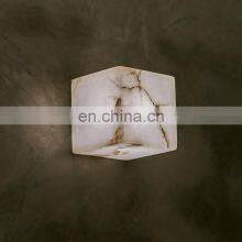 Art Deco Wall Mounted Lamp Brass Sconce Alabaster Wall Light for Hotel thumbnail-4