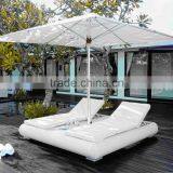 Stylish wicker outdoor furniture rattan sun loungers daybed with umbrella