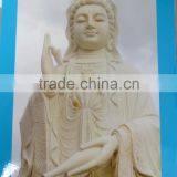 Female Buddha Statue Gold Marble Stone Hand Carving Sculpture For Pagoda, Garden