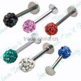 Mixed Czech Crystal Lip Chin Labret Ring Bar Stud Tragus Ball Stainless Steel thumbnail-1