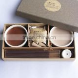 Classic design scented candle set with ceramic bowl