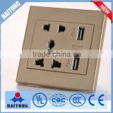 China Supplier 5 Poistions Golden Wall Switch With Two USB thumbnail-1