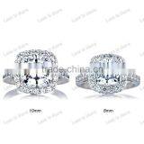 Silver CZ Halo Cushion Cut Engagement Ring With 8mm,10mm Big cz or Crystal Stone thumbnail-4
