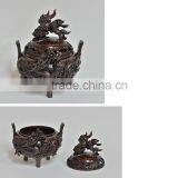 Japanese and High Quality Dragon and Bamboo Design Vase , Incense Burner , and Candlestick Holder Set Made in Japan thumbnail-4
