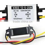 DC-DC Power Converter (8-22V) 18V 15V 12V Step Down to 5V 3A 5A 25W Voltage Regulator With Aluminum Box Waterproof