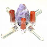 Rough Amethyst Cone Red Jasper Crystal 8-Point Energy Generator