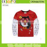 New 2015 red color t shirt cartoon anime figure clothes owl tee kid clothes long sleeve t shirts girls boys' t-shirts