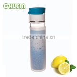 fashionable glass water bottle with customizable silicone sleeve and PP lid