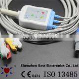 GE Marquette 7pin 3 Lead ECG Cable and Leadwires, IEC With Grabber