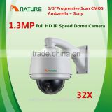 32X 1.3MegaPixel HD Network IP Speed Dome Camera CCTV HD IP PTZ Camera 1/3 Progressive Scan CMOS Ambarella + Sony