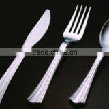 Large Siver Coated Plastic Forks Knife And Spoons,Disposable Plastic Metallic Cutlery