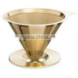 Food Grade Stainless Steel Material for Coffee Filter Titanium Coated Pour Over Coffee Dripper