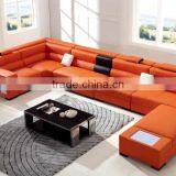 Bisini Latest Dubai Sofa Furniture, Genuine Leather Orange Sofa Furniture thumbnail-1