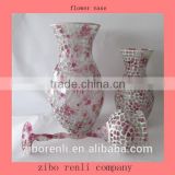Wedding Ornament Pink Rose Pattern Mosaic Designs Single Cheap Wholesale Glass Flower Vase