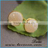 925 Sterling Silver Natural Agate Crystal Birthstone Stud Earrings Druzy Jewelry thumbnail-2