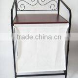 Metal and Woonden Non-Woven Fabrics Laundry Hamper With Canvas thumbnail-4