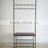 Metal Wood Entryway Bench Storage Standing Hallway Umbrella Hat Coat Shoe Rack thumbnail-4