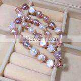 Colored 7-8 mm Baroque Freshwater Pearl Bracelet With Rose Gold thumbnail-3