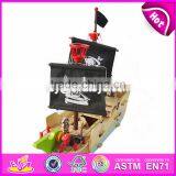 2017 Most Popular Boys Diy Wooden Toy Pirate Ships for Sale Top Sale Kids Wooden Toy Pirate Ships for Sale W03B062 thumbnail-4