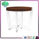 Classic Coffee Table Acrylic Antique End Desk Lucite Wood Top Console Table thumbnail-1