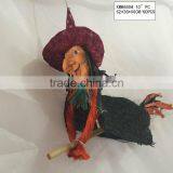 Straw and Fabric Scarecrow Witch for Halloween Decoration thumbnail-2