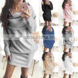 Women Casual Long Sleeve Dress Bodycon Evening Party Loose Sweater Mini Dress thumbnail-4