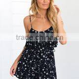 Spaghetti Strap Floral Printed Tie Waist Adult Sexy Women Rompers thumbnail-2
