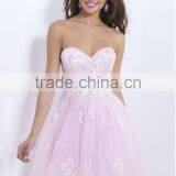 Hot Sexy Pink Sweetheart Neckline Sleeveless Knee Length Lace Bridal Wear thumbnail-1