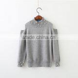 2-6 Years Wholesale 2017 New Fashion Winter Girls Knitted Sweater Long Sleeve Shoulderless Pullover Girls Sweaters thumbnail-2