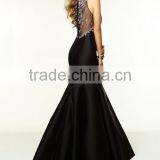 2015 Scoop Beaded Satin&Tulle Prom Dress Mermaid/Trumpet Black thumbnail-3