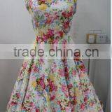 Rockabilly Whloesale Ladies Vintage Style Halter Neck Rockabilly Dress Floral Swing Dress thumbnail-1