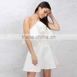 Halter Neck Women's Frill Skater Dress 2018 White Falbala Short Prom Dresses thumbnail-5
