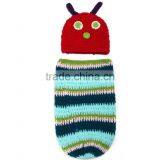 Photography Prop Crochet Baby Swaddle Cocoon Baby Sleeping Bag Knitted Baby Hat Photo Prop thumbnail-2