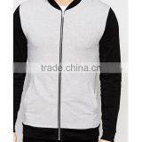 V-neck Men Fitted Back& Gray Combination Zip up Sweatshirts Without Hoods thumbnail-2