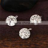 Zinc Based Alloy Hammered Charms Round Silver Plated W/ Open Loop thumbnail-3