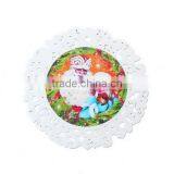 Multicolor Christmas Santa Claus Pattern Round Wood Charm Pendants 10cm thumbnail-1