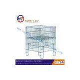 Foldable Wire Mesh Dump Bin Silver powder coating With Adjustable Shelf