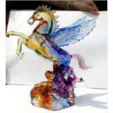 Liu li Manufacturer Crystal Colored Glaze Flying Horse Craft for Hotel Bank Decoration