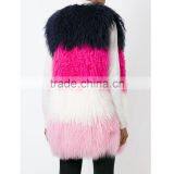 SJ206-01 Combined Colorful Lamb Fur Vest Mongolian From China Real Fur Vest for Women 2016 thumbnail-3