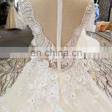 LS00298 Wedding Gown Classic Custom Short Sleeves Flower Pattern Long Train Sexy Zipper Wedding Dresses thumbnail-5