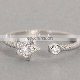 925 Sterling Silver Crystal Star Finger Ring thumbnail-1