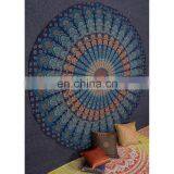 Blue Color 100% Cotton Peacock Mandala Queen Size Wall Hanging Indian Tapestry thumbnail-4
