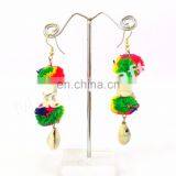 Handmade Pom Pom Earrings- Antique Pom Pom Earrings/Designer Shall Pom Pom Earrings thumbnail-2