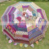 garden umbrella big size Vintage Garden Umbrella Patchwork Embroidery Cotton Yard Patio Sunshade Parasol Umbrella wedding decor