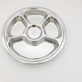 Stainless Steel Round Food Plated 3 4 5 6 Compartment Fast Food Tray thumbnail-2