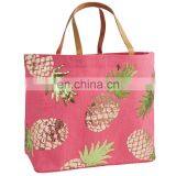 Wholesale Flamingo Pineapple Design Jute Tote Beach Bag