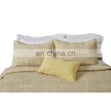 Exhibitor Canton Fair on Line Live Show Home Textile Stripe Polycotton With Ponpon Comforter Bedding Set With Pillow