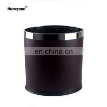 Honeyson hot 10L double layer leather waste bin for hotel room